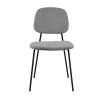 Metal Dining Chair with Velvet Upholstery, Set of 2, Black and Gray