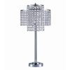 Metal Table Lamp with Hanging Acrylic Beads and USB Plugin, Silver