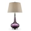 Onion Shaped Body Glass Table Lamp with Tapered Shade, Purple