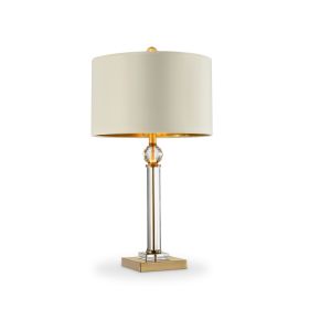 Table Lamp with Crystal Orb and Metal Stalk Support, Gold