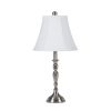 Turned Tubular Metal Body Table Lamp with Empire Shade, Silver
