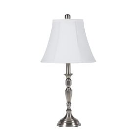 Turned Tubular Metal Body Table Lamp with Empire Shade, Silver