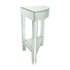 Corner Table with Beveled Mirror Frame and Open Bottom Shelf, Clear