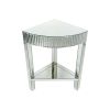 Corner Table with Beveled Mirror Frame and Open Bottom Shelf, Clear