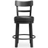 Swivel Barstool with Nailhead Trim and Leatherette Seat, Black