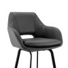 26 Inch Leatherette and Metal Swivel Counter Stool, Black and Gray