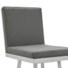 30 Inch Swivel Barstool with Metal Frame and Hexagonal Back, Gray