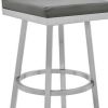 30 Inch Swivel Barstool with Metal Frame and Hexagonal Back, Gray