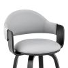 26 Inch Leatherette Barstool with Curved Back, Gray and Black