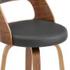 Swivel Bar Stool with Open Design Wooden Back, Gray