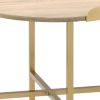 Kai 22 Inch Wood End Table, Round Tray Top, Metal Accent, Brown, Brass