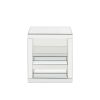 Accent Table with Mirrored Panels and C Shape, Silver
