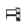 Writing Desk with L Shaped Design and 3 Tier Wooden Shelves, Black