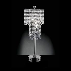 Table Lamp with Droplet Crystal Accents and Sleek Support, Silver
