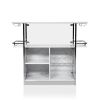 Bar Table with Faux Marble and Chrome Finish, White and Silver