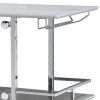 Bar Table with Faux Marble and Chrome Finish, White and Silver