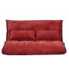 Sofa Bed with 5 Way Adjustable Back and Pillows, Red