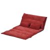 Sofa Bed with 5 Way Adjustable Back and Pillows, Red