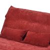 Sofa Bed with 5 Way Adjustable Back and Pillows, Red