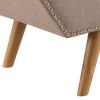 Bench with Button Tufted Details and Nailhead Trim, Beige