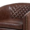 Leatherette Accent Chair with Nailhead Trim and Diamond Stitch, Brown