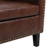 Leatherette Accent Chair with Nailhead Trim and Diamond Stitch, Brown