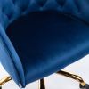 Office Chair with Padded Swivel Seat and Tufted Design, Navy Blue