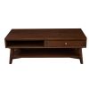 Coffee Table with 1 Drawer and Open Shelf, Walnut Brown