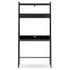 Office Desk with 2 Upper Shelves and Metal Legs, Black and Gray