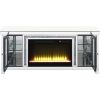 TV Stand with Fireplace and LED, Silver and Black