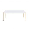 Coffee Table with Metal Tube Legs, White and Gold