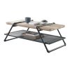Coffee Table with Wooden Top and Mesh Shelf, Brown and Black