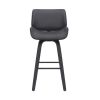 30 Inch Bar Stool with Curved Padded Back and Seat, Gray