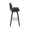 30 Inch Bar Stool with Curved Padded Back and Seat, Gray