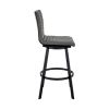 Swivel Barstool with Horizontal Channel Stitching, Black and Gray
