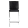 Barstool with Channel Stitching and Angled Cantilever Base, Black and Silver