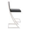 Barstool with Channel Stitching and Angled Cantilever Base, Black and Silver
