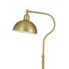 60 Inch Metal Curved Floor Lamp, Adjustable Dome Shade, Brass
