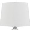 23 Inch Hourglass Ribbed Glass Base Table Lamp, Dimmer, Clear