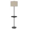 62 Inch Metal Floor Lamp, Tray, Dimmer,  2 USB Ports, Bronze