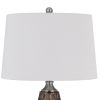 31 Inch Glass Table Lamp with Dimmer, Geometric Base, Brown