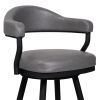 30 Inch Vintage Faux Leather Bar Stool, Metal Peg Legs, Gray