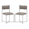 Eun 20 Inch Faux Leather Dining Chair, Chrome Base, Set of 2, Gray