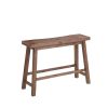 Amber 33 Inch Rubberwood Bench with Saddle Seat, Rectangular, Brown