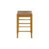 Chris 24 Inch Counter Stool with Wood Frame, Handwoven Rush Seat, Oak Brown