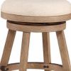 Liam 24 Inch Wood Counter Stool, Swivel Seat, High Density Foam Cushion, Ivory