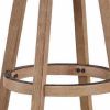 Liam 29 Inch Wood Barstool, Swivel Seat, High Density Foam Cushion, Ivory