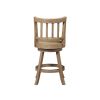 Adam 24 Inch Solid Wood Swivel Counter Stool, Slatted Back, Oat Brown
