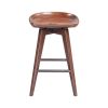 Esme 24 Inch Swivel Counter Stool, Contour Seat, Wood, Tapered Legs, Brown