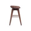 Esme 24 Inch Swivel Counter Stool, Contour Seat, Wood, Tapered Legs, Brown